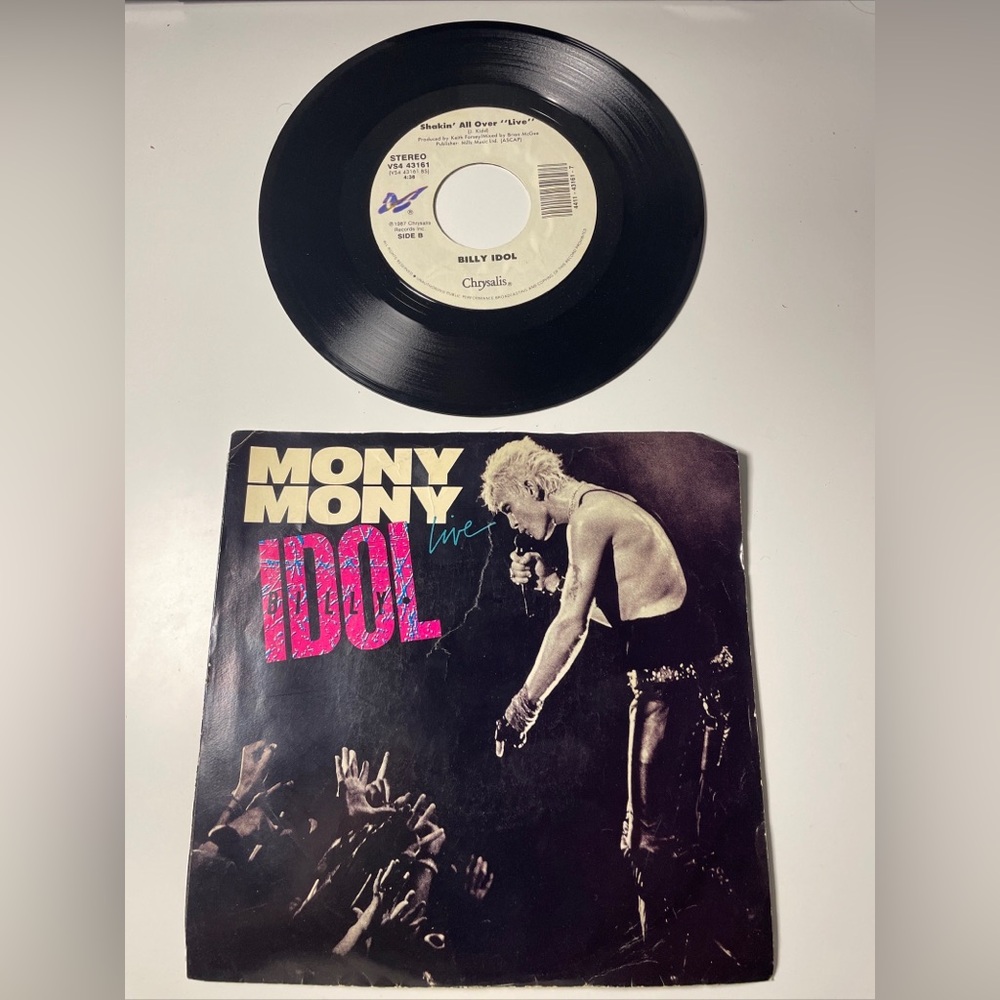 Billy Idol - Mony Mony Live/Shakin’ All Over w/ Picture Sleeve - 45 RPM 7” VG+